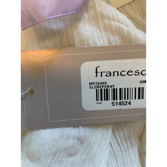 Francescas Boho Crinkle Wrap Twist Linen Summer Crm Tank Tunic Top NWT Crinkle - Picture 11 of 13